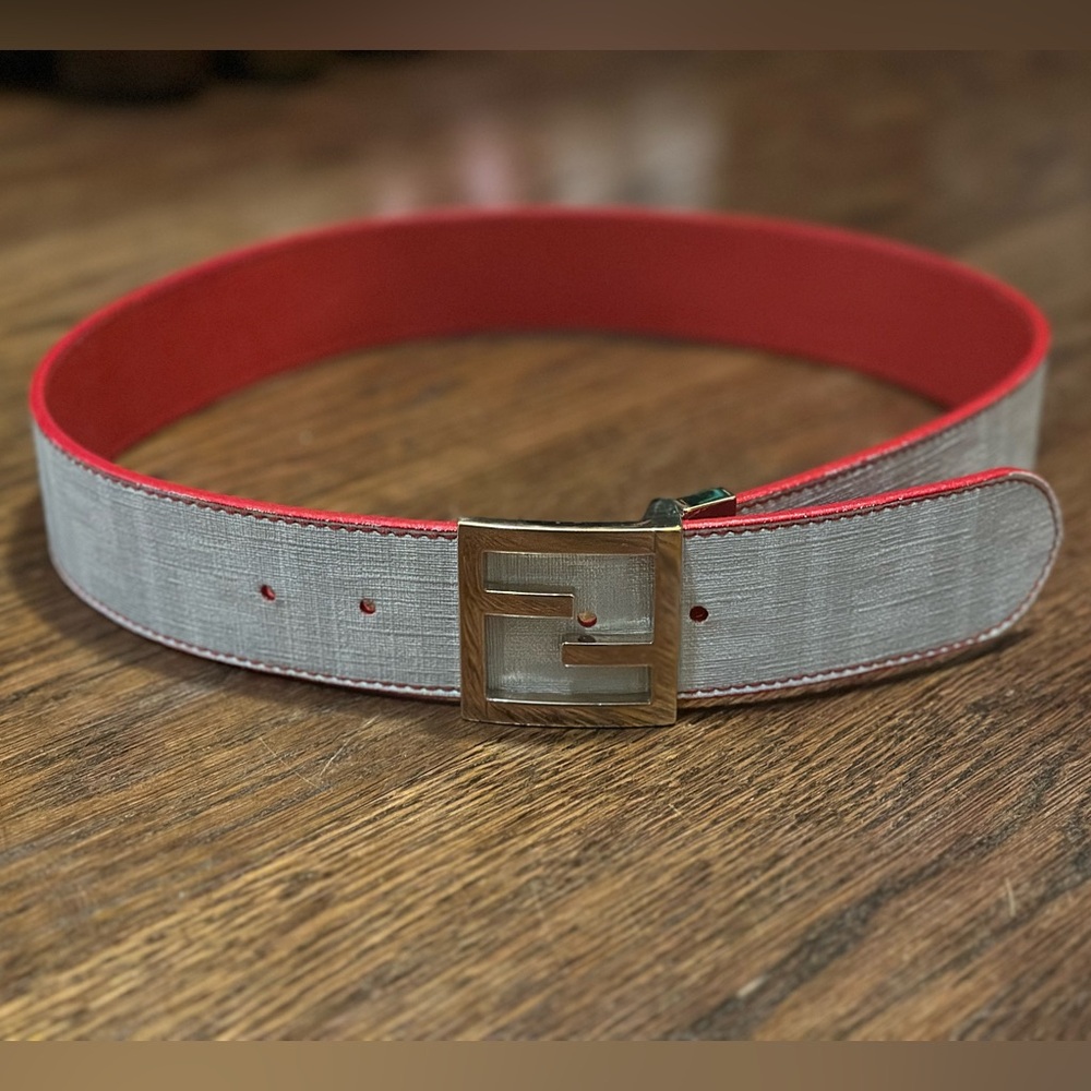 Fendi White & Red Reversible Belt